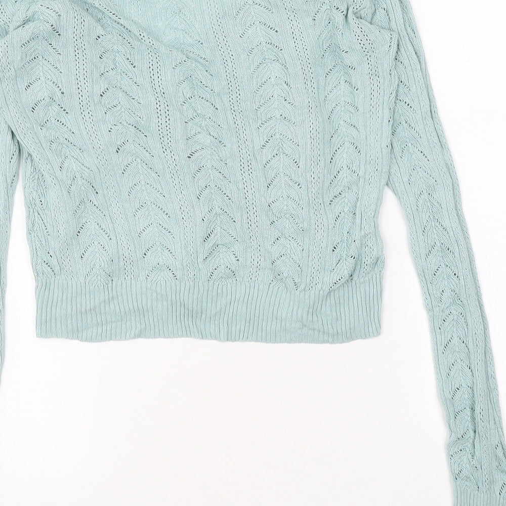 SheIn Womens Blue V-Neck Polyester Cardigan Jumper Size L