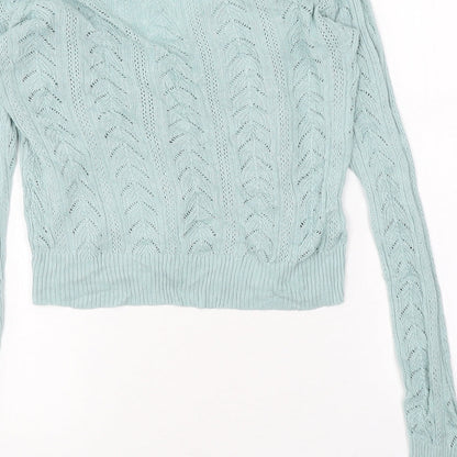 SheIn Womens Blue V-Neck Polyester Cardigan Jumper Size L