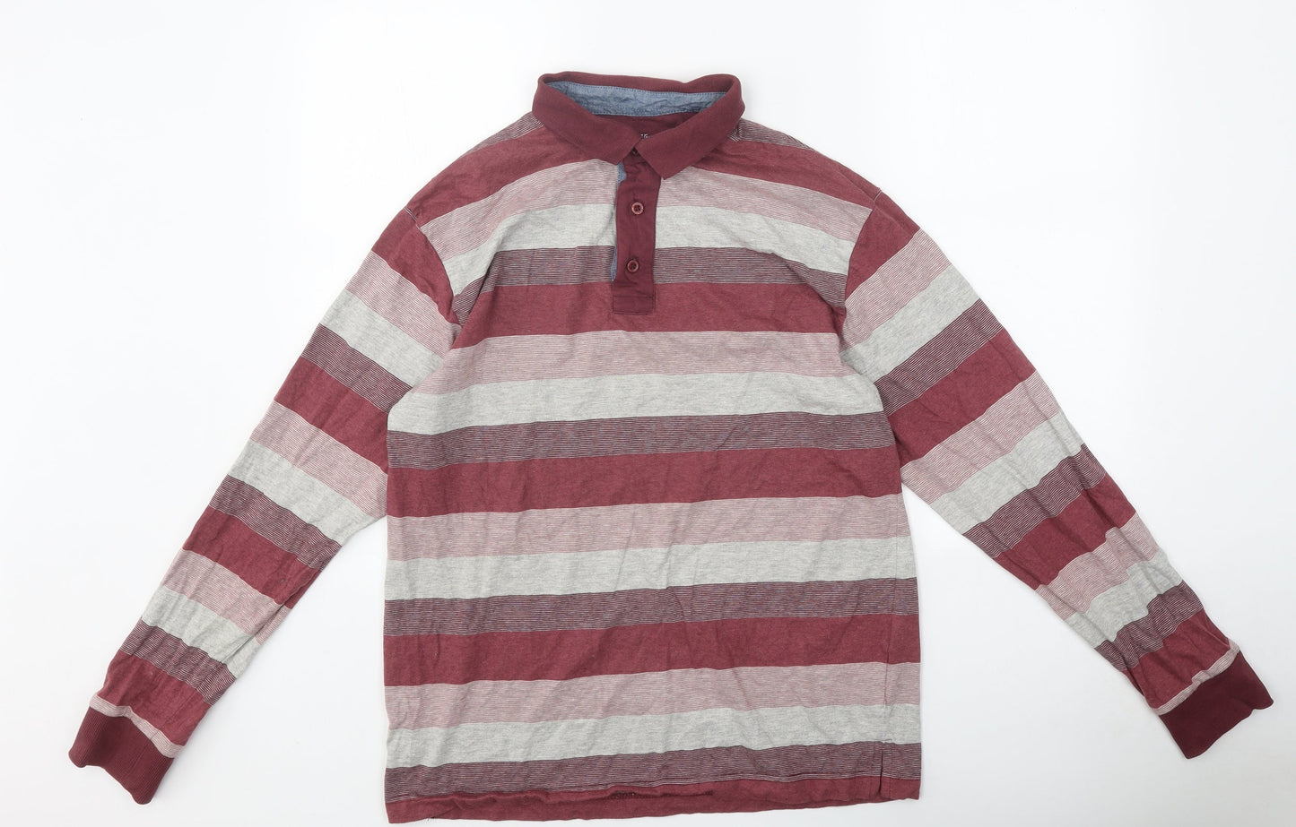 Samuel Windsor Mens Multicoloured Striped Polyester Polo Size M Collared Button