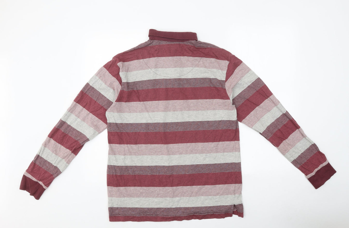 Samuel Windsor Mens Multicoloured Striped Polyester Polo Size M Collared Button