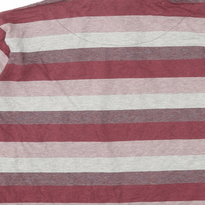 Samuel Windsor Mens Multicoloured Striped Polyester Polo Size M Collared Button