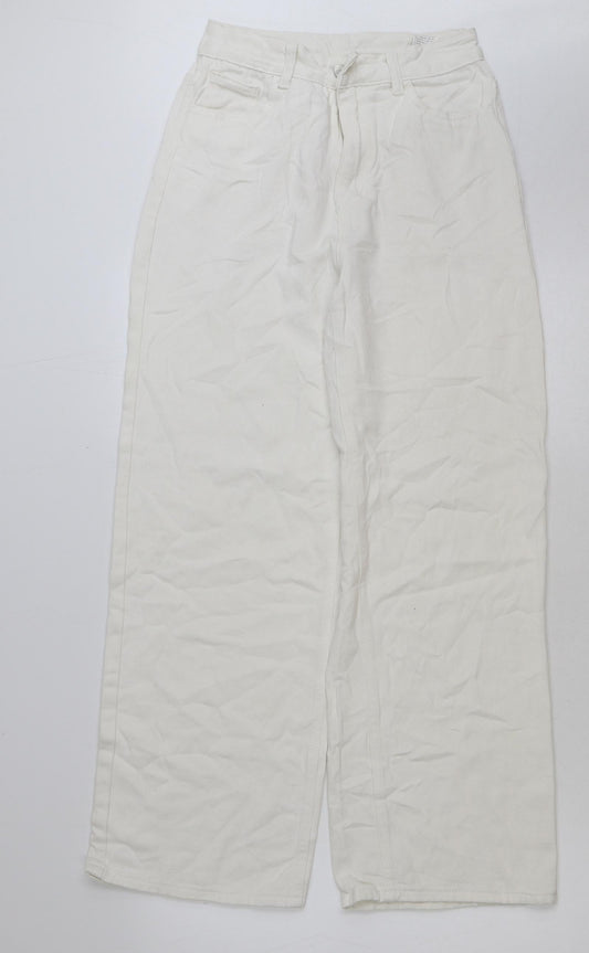 SheIn Womens White Cotton Straight Jeans Size S L29 in Regular Button