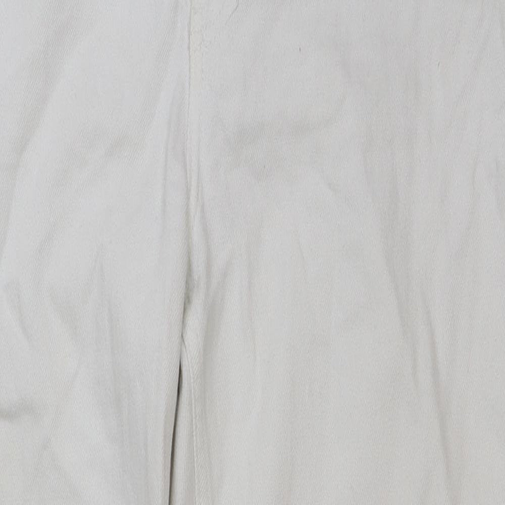 Zara Womens White Cotton Straight Jeans Size 6 L26 in Regular Button