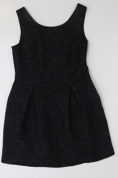 Monsoon Womens Blue Floral Polyester A-Line Size 12 Round Neck Zip