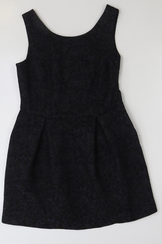 Monsoon Womens Blue Floral Polyester A-Line Size 12 Round Neck Zip