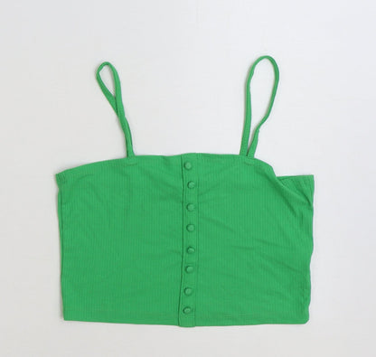 Primark Womens Green Polyester Cropped Tank Size S Square Neck