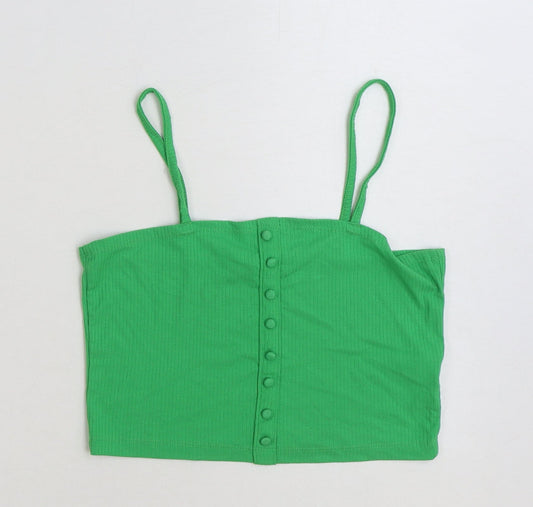 Primark Womens Green Polyester Cropped Tank Size S Square Neck