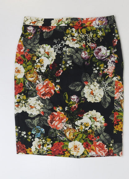 Marks and Spencer Womens Multicoloured Floral Polyester Straight & Pencil Skirt Size 32 in Zip