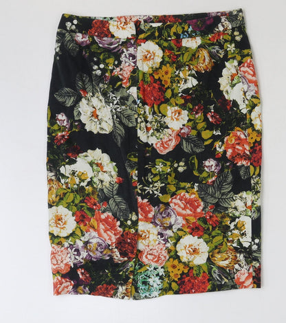 Marks and Spencer Womens Multicoloured Floral Polyester Straight & Pencil Skirt Size 32 in Zip