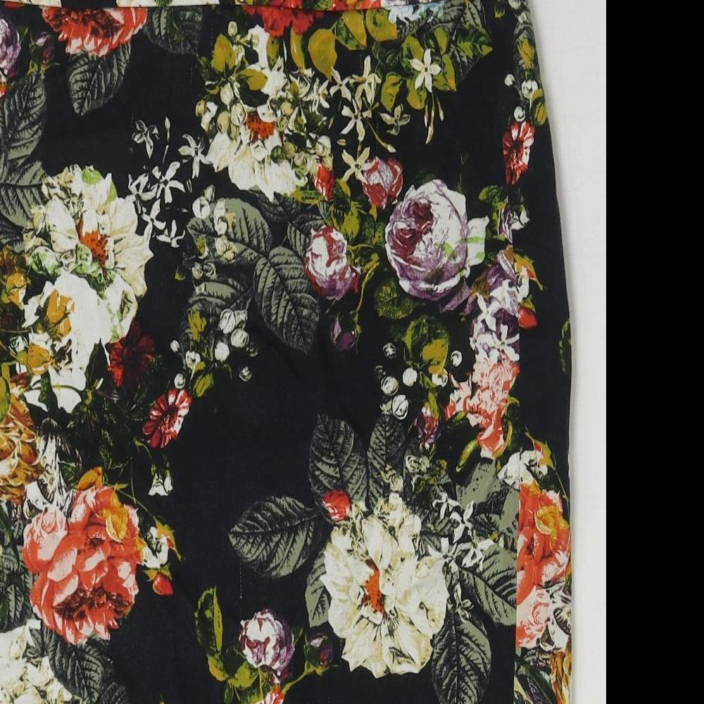Marks and Spencer Womens Multicoloured Floral Polyester Straight & Pencil Skirt Size 32 in Zip