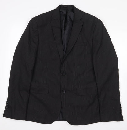 ASOS Mens Grey Striped Polyester Jacket Suit Jacket Size 40