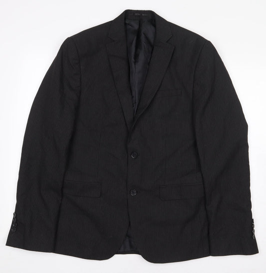 ASOS Mens Grey Striped Polyester Jacket Suit Jacket Size 40