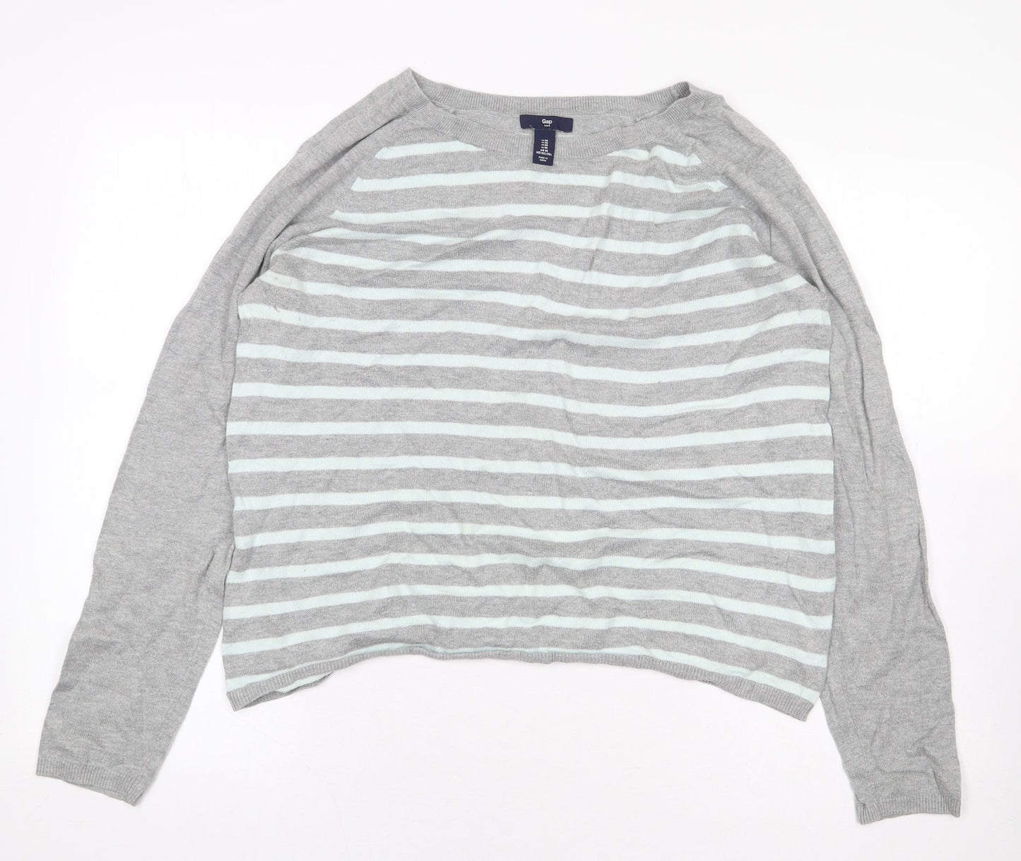Gap Womens Grey Striped Cotton Pullover Sweatshirt Size M Pullover