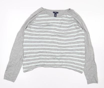 Gap Womens Grey Striped Cotton Pullover Sweatshirt Size M Pullover