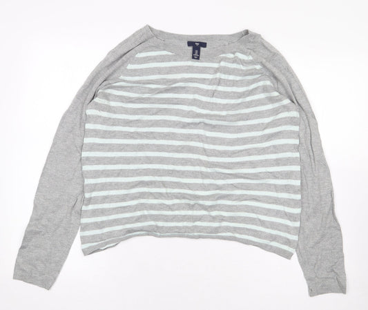 Gap Womens Grey Striped Cotton Pullover Sweatshirt Size M Pullover