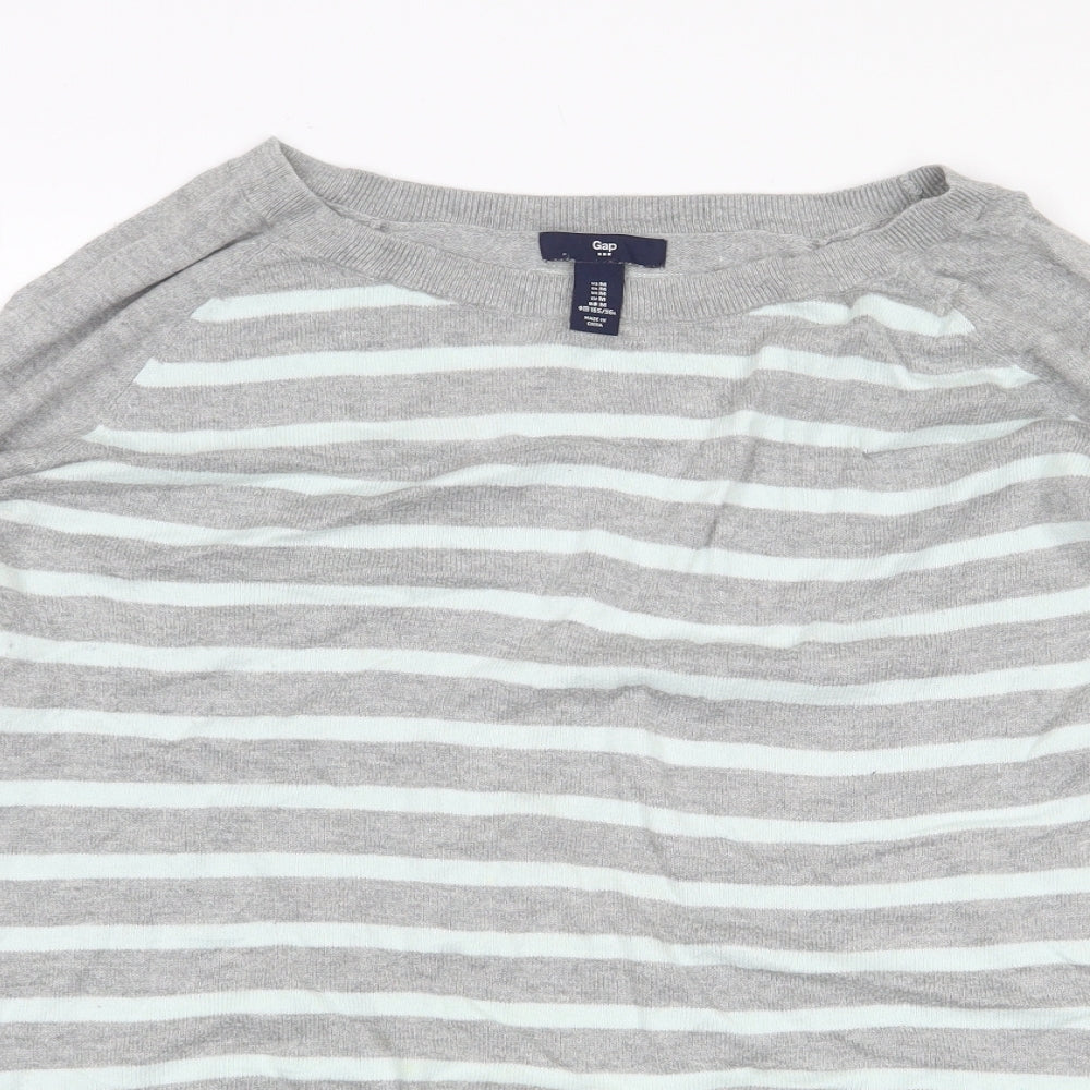 Gap Womens Grey Striped Cotton Pullover Sweatshirt Size M Pullover