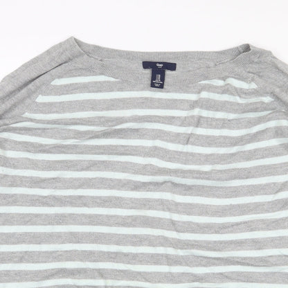 Gap Womens Grey Striped Cotton Pullover Sweatshirt Size M Pullover