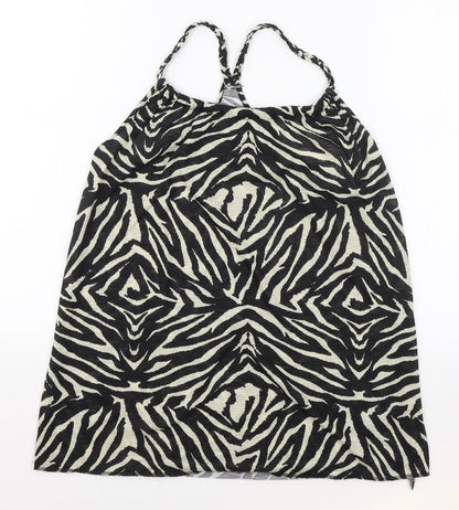 George Womens Black Animal Print Polyester Camisole Tank Size S Square Neck - Zebra Print