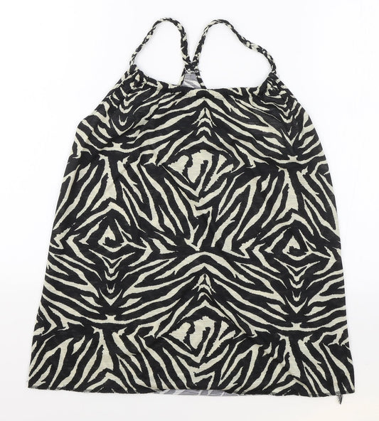 George Womens Black Animal Print Polyester Camisole Tank Size S Square Neck - Zebra Print