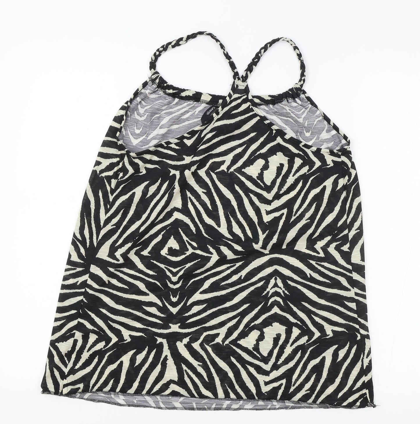George Womens Black Animal Print Polyester Camisole Tank Size S Square Neck - Zebra Print