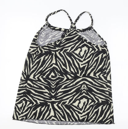 George Womens Black Animal Print Polyester Camisole Tank Size S Square Neck - Zebra Print