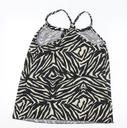 George Womens Black Animal Print Polyester Camisole Tank Size S Square Neck - Zebra Print