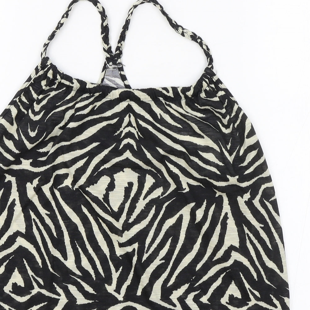 George Womens Black Animal Print Polyester Camisole Tank Size S Square Neck - Zebra Print