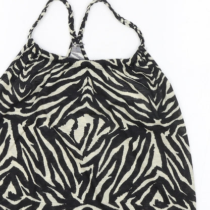 George Womens Black Animal Print Polyester Camisole Tank Size S Square Neck - Zebra Print