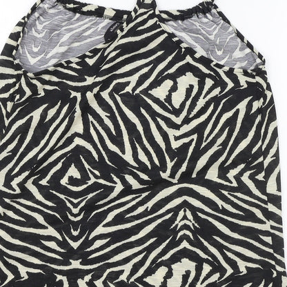 George Womens Black Animal Print Polyester Camisole Tank Size S Square Neck - Zebra Print
