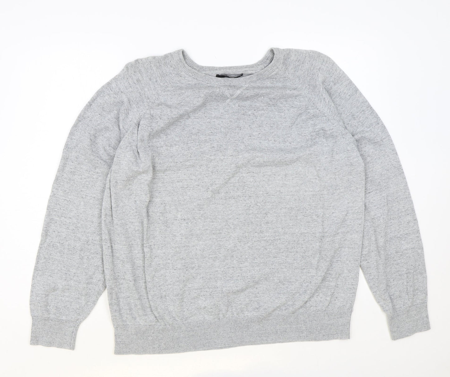 George Womens Grey Round Neck Cotton Pullover Jumper Size XL