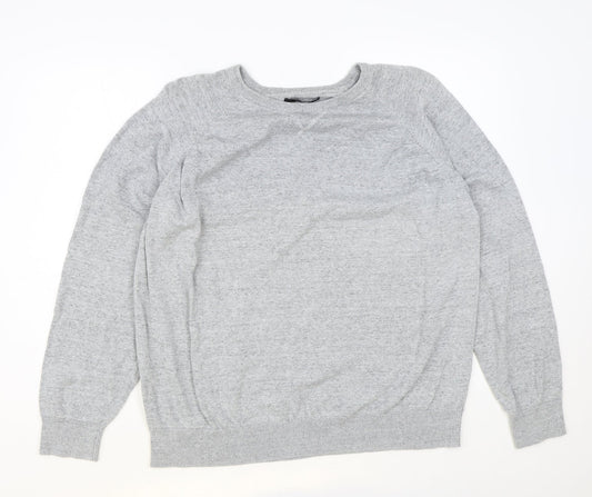 George Womens Grey Round Neck Cotton Pullover Jumper Size XL