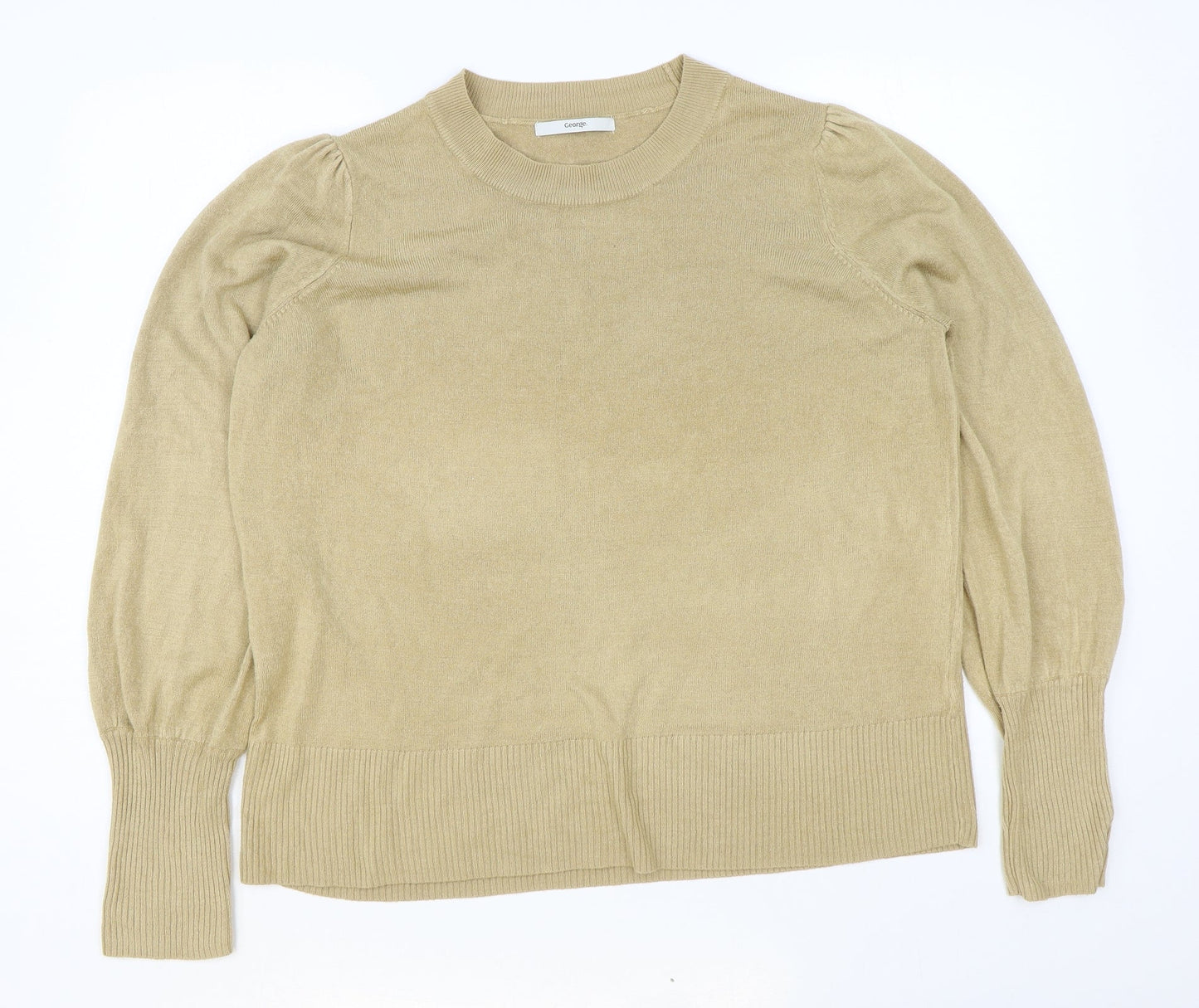 George Womens Brown Round Neck Acrylic Pullover Jumper Size 20