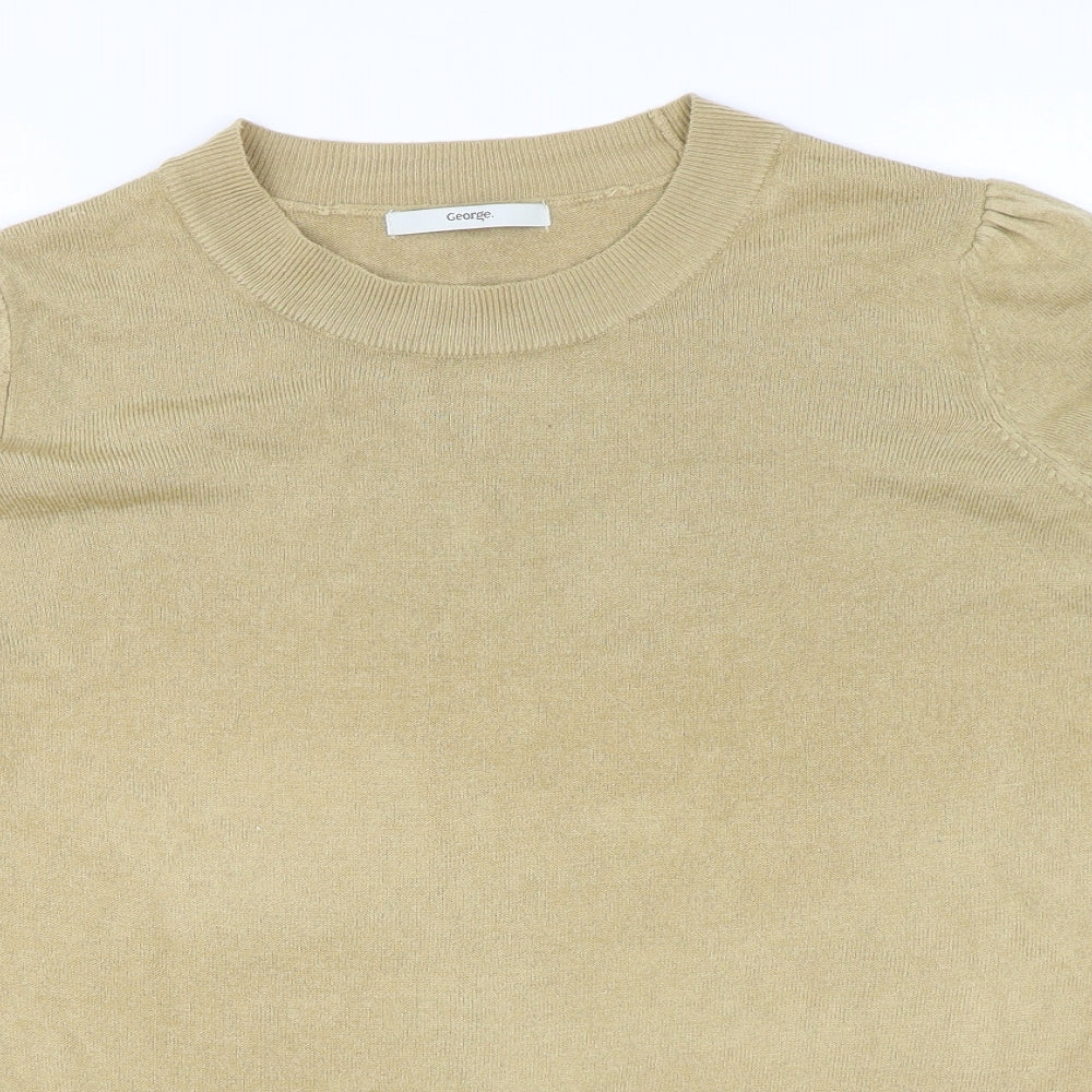 George Womens Brown Round Neck Acrylic Pullover Jumper Size 20