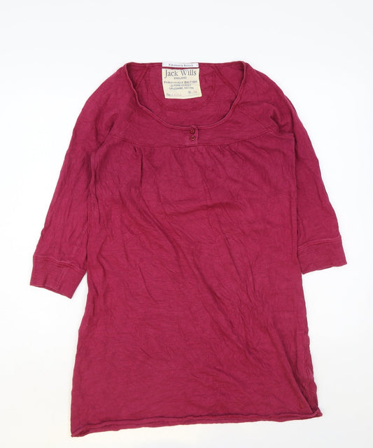 Jack Wills Womens Pink Cotton Basic T-Shirt Size 12 Round Neck