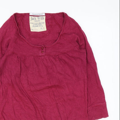 Jack Wills Womens Pink Cotton Basic T-Shirt Size 12 Round Neck