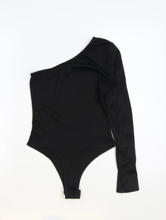 PRETTYLITTLETHING Womens Black Polyester Bodysuit One-Piece Size 6 Snap