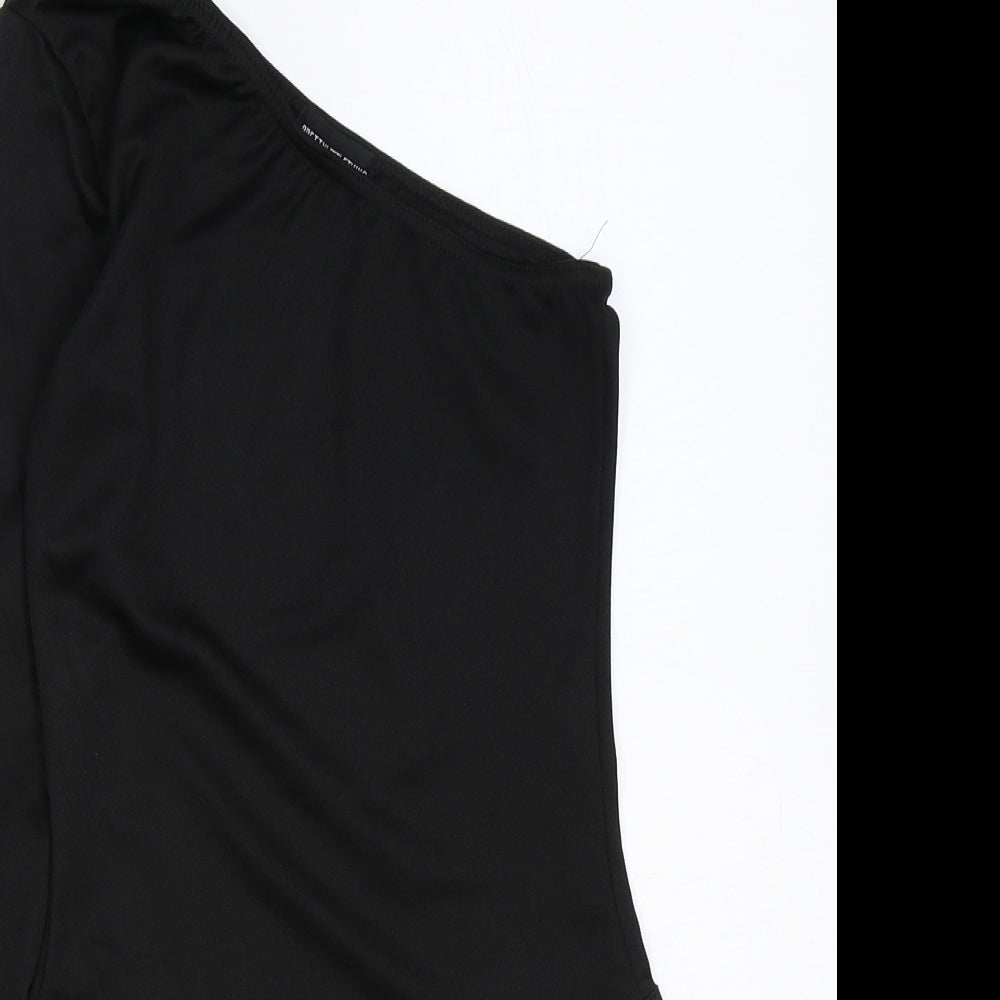 PRETTYLITTLETHING Womens Black Polyester Bodysuit One-Piece Size 6 Snap