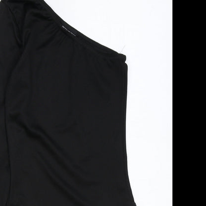 PRETTYLITTLETHING Womens Black Polyester Bodysuit One-Piece Size 6 Snap