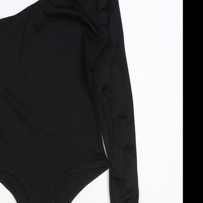 PRETTYLITTLETHING Womens Black Polyester Bodysuit One-Piece Size 6 Snap