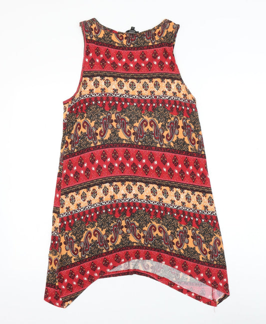 Papaya Womens Multicoloured Geometric Viscose Basic Blouse Size 12 Scoop Neck