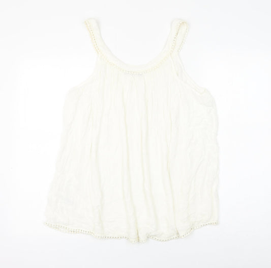 Bonmarché Womens White Viscose Basic Tank Size 18 Round Neck