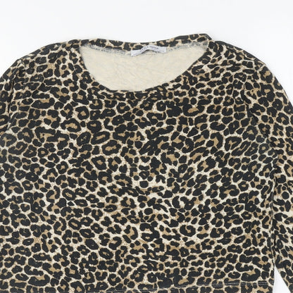 Womens UK Size M Zara Brown Cropped T-Shirt