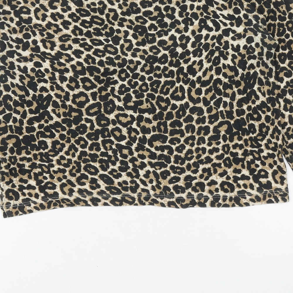 Womens UK Size M Zara Brown Cropped T-Shirt