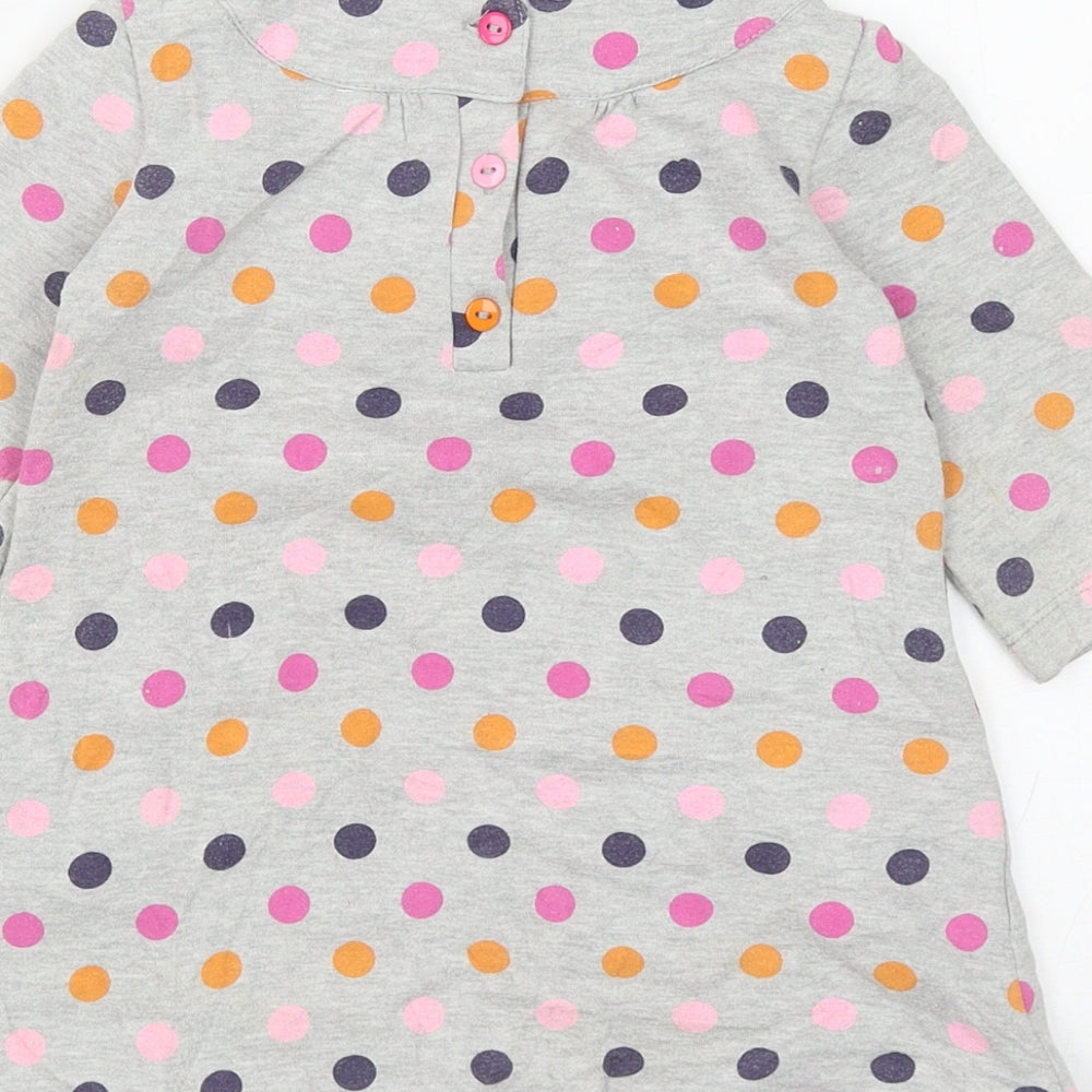 Polkatots Girls Grey Spotted Cotton Shift Size 2 Years Scoop Neck Button