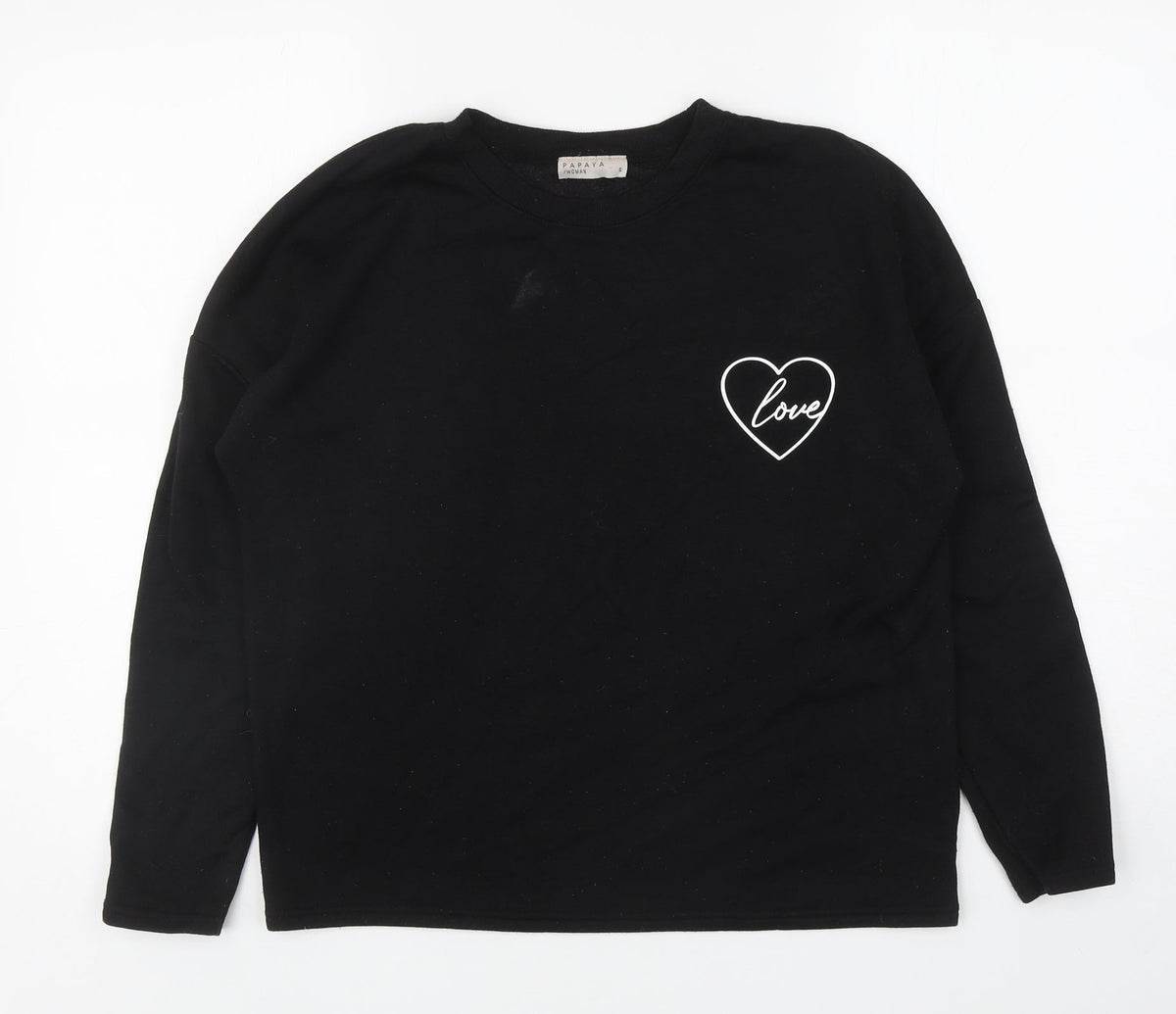 Papaya Womens Black Polyester Pullover Sweatshirt Size S Pullover - Love Heart