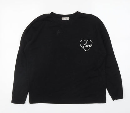 Papaya Womens Black Polyester Pullover Sweatshirt Size S Pullover - Love Heart