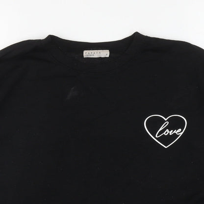 Papaya Womens Black Polyester Pullover Sweatshirt Size S Pullover - Love Heart