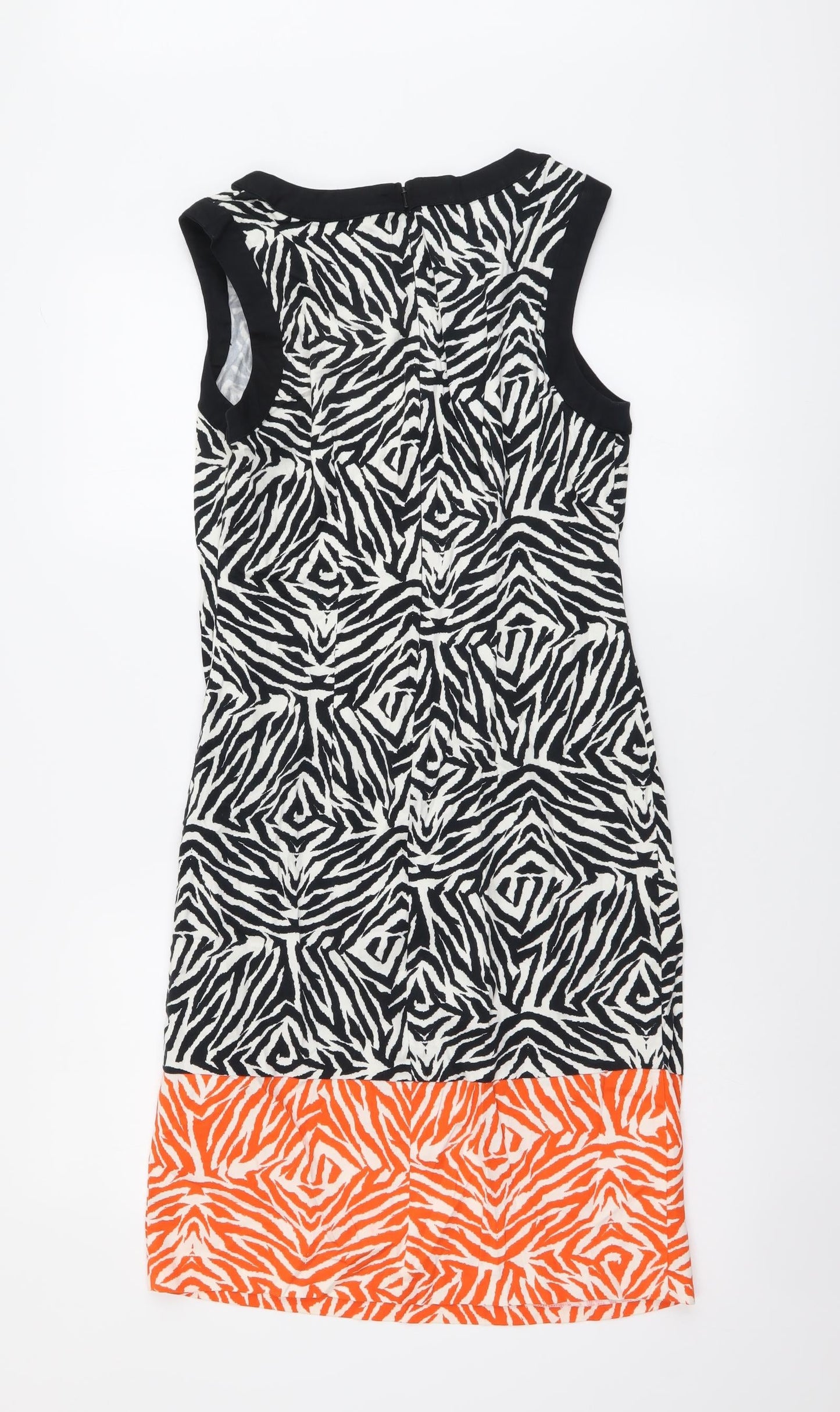 George Womens Multicoloured Animal Print Cotton Shift Size 10 Boat Neck Zip - Zebra pattern