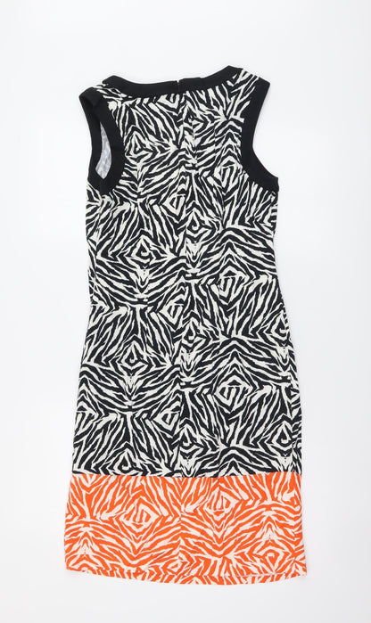 George Womens Multicoloured Animal Print Cotton Shift Size 10 Boat Neck Zip - Zebra pattern