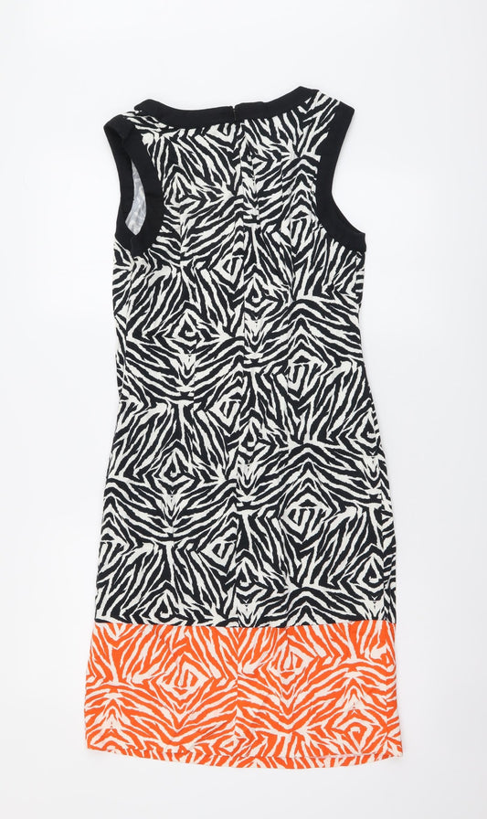 George Womens Multicoloured Animal Print Cotton Shift Size 10 Boat Neck Zip - Zebra pattern